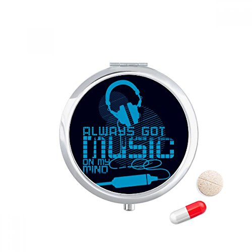 Blue Headset Music Crazy Pattern Pill Case Pocket Medicine Storage Box Container Dispenser