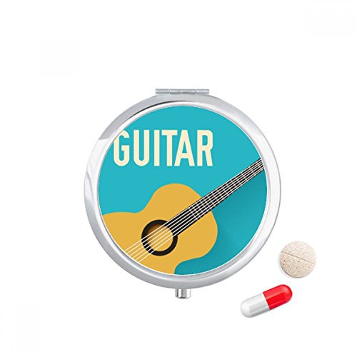 Guitar Music Illustrate Blue Pattern Pill Case Pocket Medicine Storage Box Container Dispenser