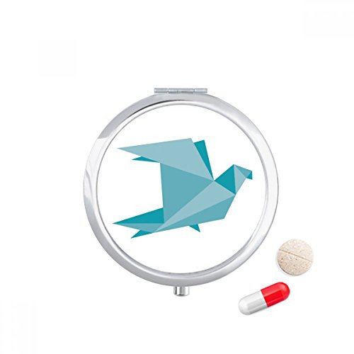 Green Origami Abstract Pigeon Pattern Pill Case Pocket Medicine Storage Box Container Dispenser