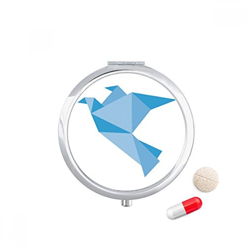 Origami Abstract Blue Pigeon Pattern Pill Case Pocket Medicine Storage Box Container Dispenser