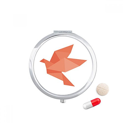 Origami Red Bird Abstract Pattern Pill Case Pocket Medicine Storage Box Container Dispenser