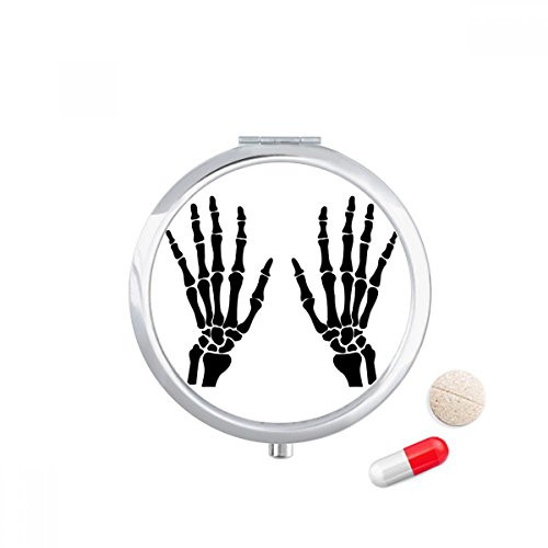 Skeleton Bone Human Hand Black Pattern Pill Case Pocket Medicine Storage Box Container Dispenser