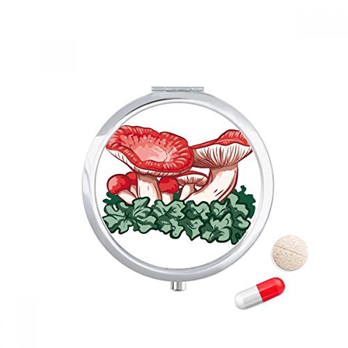 Beautiful Red Poisonous Mushroom Illustration Pill Case Pocket Medicine Storage Box Container Dispenser