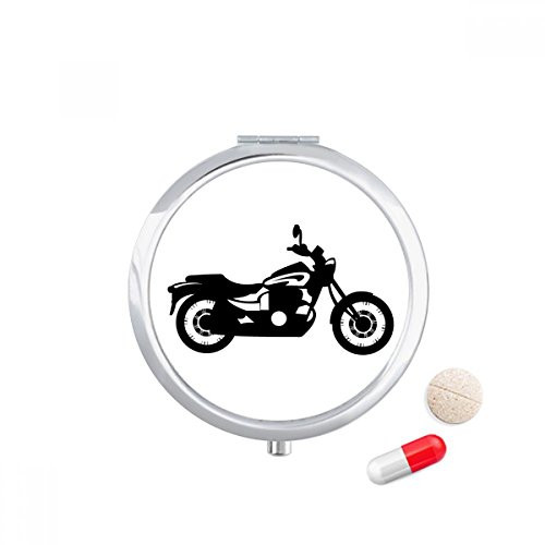 Black Mechanical Motorcycle Illustration Pill Case Pocket Medicine Storage Box Container Dispenser