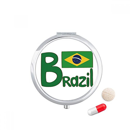Brazil National Flag Green Pattern Pill Case Pocket Medicine Storage Box Container Dispenser