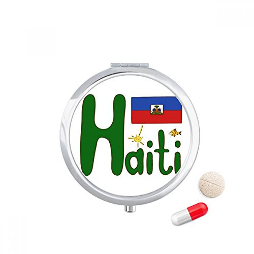 Haiti National Flag Red Blue Pattern Pill Case Pocket Medicine Storage Box Container Dispenser