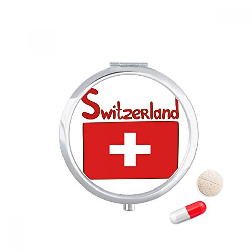 Switzerland National Flag Red Pattern Pill Case Pocket Medicine Storage Box Container Dispenser