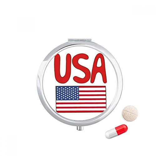 America National Flag Red Pattern Pill Case Pocket Medicine Storage Box Container Dispenser