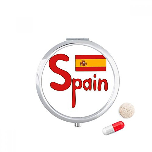 Spain National Flag Red Pattern Pill Case Pocket Medicine Storage Box Container Dispenser