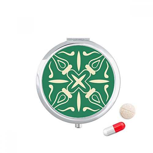 Talavera Style Green Decorative Pattern Pill Case Pocket Medicine Storage Box Container Dispenser