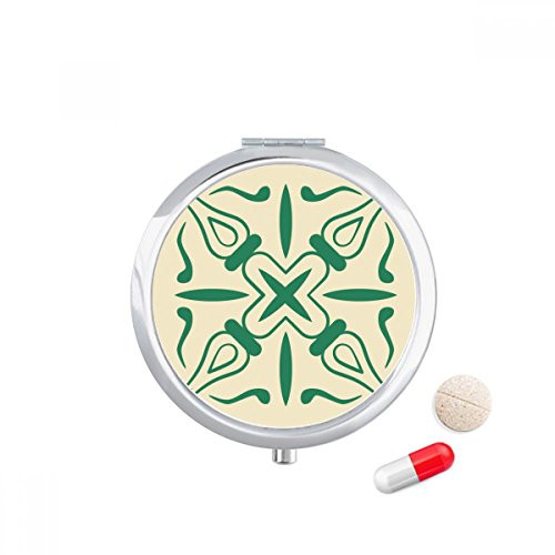 Talavera Style Decorative Green Pattern Pill Case Pocket Medicine Storage Box Container Dispenser