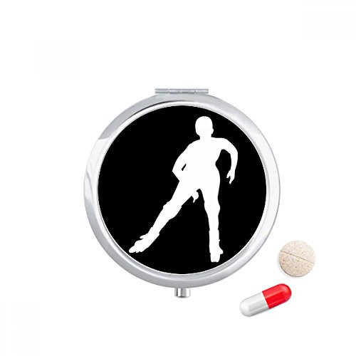 Winter Sport Skiing Black Outline Pill Case Pocket Medicine Storage Box Container Dispenser