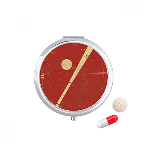Sport Baseball Illustration Red Pattern Pill Case Pocket Medicine Storage Box Container Dispenser