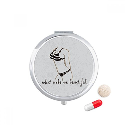Bikini Beauty Illustration Black Pattern Pill Case Pocket Medicine Storage Box Container Dispenser