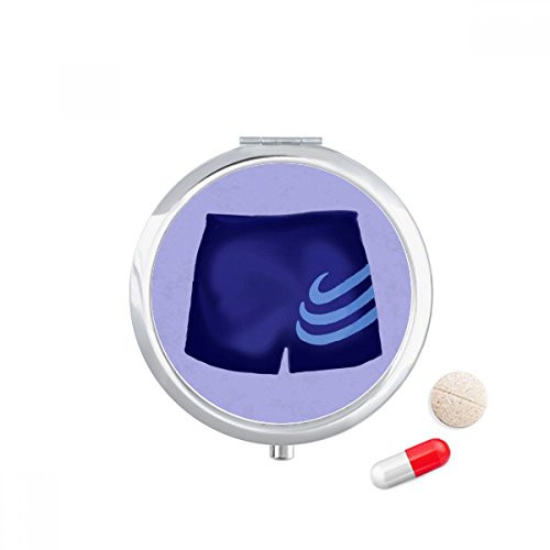 Illustration Blue Stripe Short Pattern Pill Case Pocket Medicine Storage Box Container Dispenser