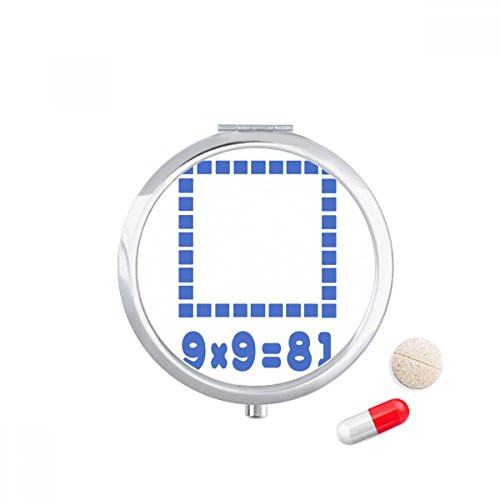 Square Area Blue Illustration Pattern Pill Case Pocket Medicine Storage Box Container Dispenser