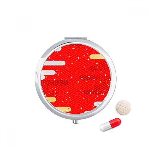 Clouds Geometry Red Pattern Japan Pill Case Pocket Medicine Storage Box Container Dispenser