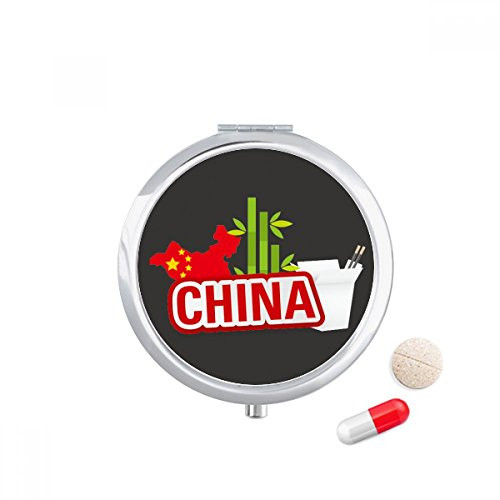 China Map Bamboo Red China Town Pill Case Pocket Medicine Storage Box Container Dispenser