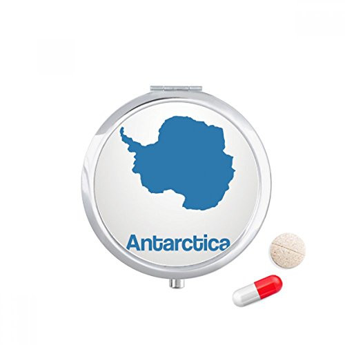 Blue Antarctica Illustration Map Pattern Pill Case Pocket Medicine Storage Box Container Dispenser