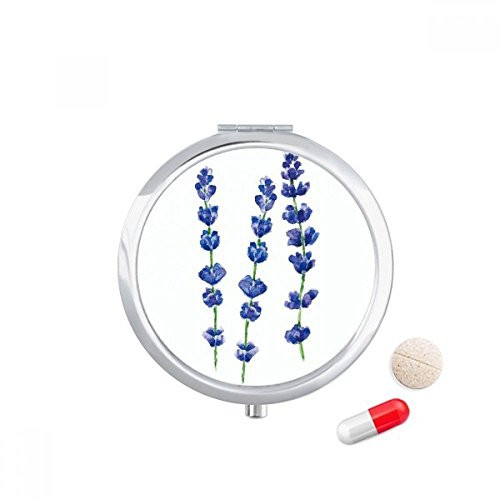 Blue Lavender Flower Plant Pill Case Pocket Medicine Storage Box Container Dispenser