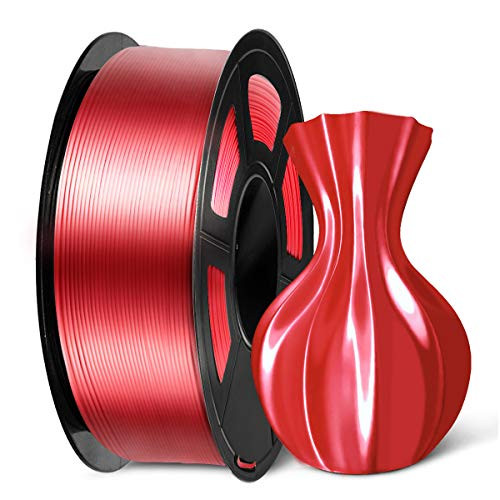 SUNLU PLA Silk Red Filament 1.75mm, 3D Printer Filament, Shiny Silk 1.75 PLA Filament, 1kg-2.2Lbs-/Spool, Red Silk PLA