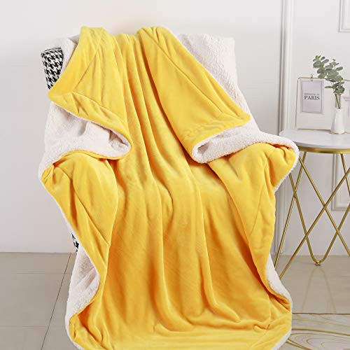CozyLux Sherpa Fleece Blanket Twin Size Yellow 60" x 80" Soft Lightweight Fuzzy Reversible Throws Cozy Warm Thick Plush Blankets Luxury Microfiber Bed Blanket for Travel Camping Couch Sofa Chair CozyLux Sherpa Fleece Blanket Twin Size Yellow 60" x 80" Soft Lightweight Fuzzy Reversible Throws Cozy Warm Thick Plush Blankets Luxury Microfiber Bed Blanket for Travel Camping Couch Sofa Chair