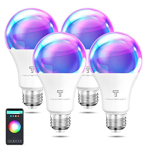 Smart WiFi Light Bulbs,A19 E26 Music Sync RGBCCT Colors Changing Alexa Light Bulb,2.4Ghz WiFi Only,Voice and APP Remote Control-No Hub Required-,800 Lumens 9W Equivalent 60W Bluetooth LED Bulb,4 Pack