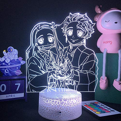 Beautiful Gift for Boys,Anime Demon Slay-er Figure Led 3D Night Light Agatsuma Zenitsu Kamado Tanjirou Nezuko Figurine Manga Lamp Kids Gift Bedroom Decor