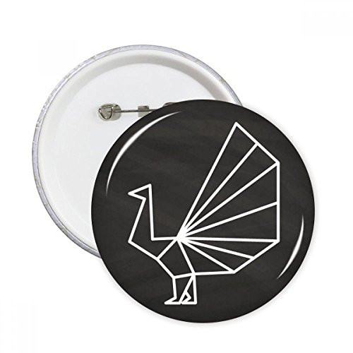 Abstract Origami Peacock Geometric Shape Round Pins Badge Button Clothing Decoration 5pcs Gift