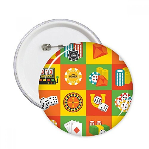 Square Casino Objects Illustration Round Pins Badge Button Clothing Decoration 5pcs Gift