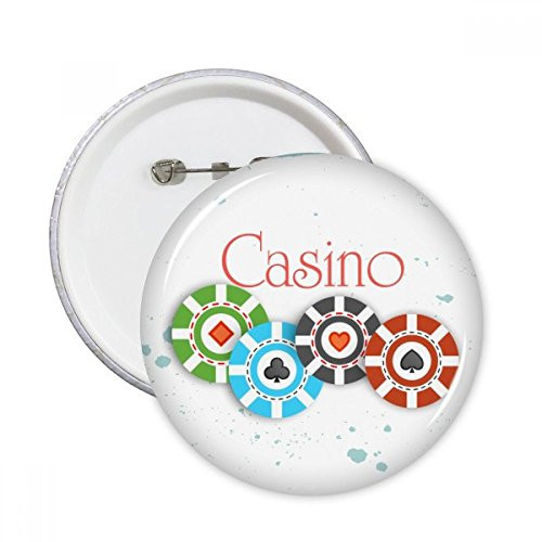 Four Patterns Casino Chips Illustration Round Pins Badge Button Clothing Decoration 5pcs Gift