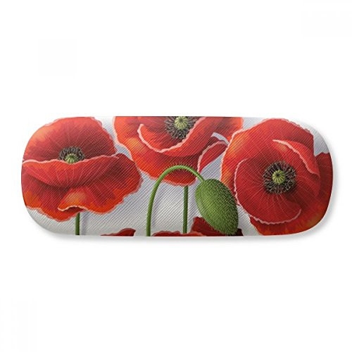 Red Flowers Painting Corn Poppy Petals Fruit Glasses Case Eyeglasses Clam Shell Holder Storage Box