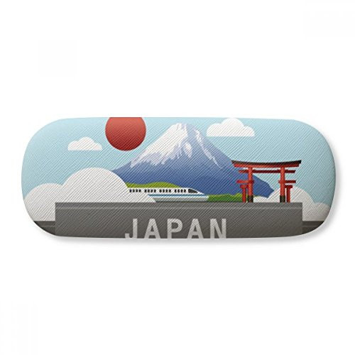 Japan Mount Red Sun Rail Train Temple Glasses Case Eyeglasses Clam Shell Holder Storage Box