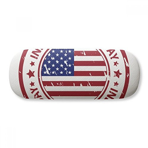 USA Independence Day Flag Red Postmark Glasses Case Eyeglasses Clam Shell Holder Storage Box