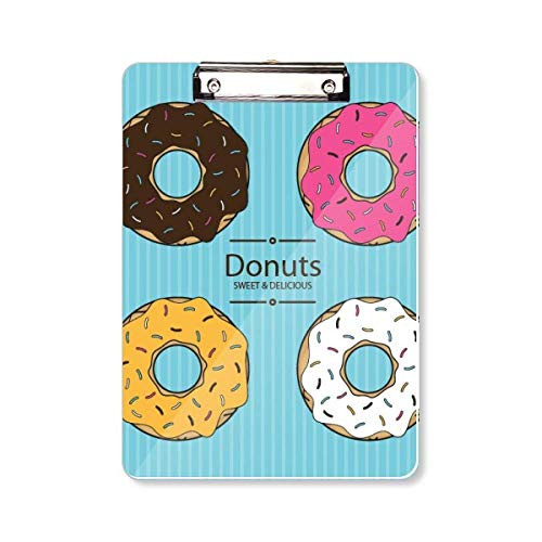 Four Color Doughnut Dessert Sweet Food Clipboard Folder Writing Pad Backing Plate A4
