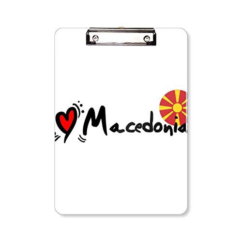 I Love Macedonia Word Flag Love Heart Illustration Clipboard Folder Writing Pad Backing Plate A4