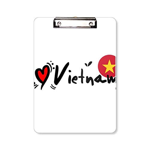 I Love Vietnam Word Flag Love Heart Illustration Clipboard Folder Writing Pad Backing Plate A4