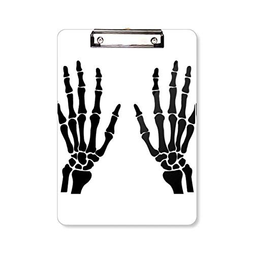 Skeleton Bone Human Hand Black Pattern Clipboard Folder Writing Pad Backing Plate A4
