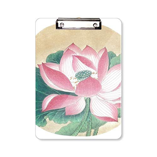 Water Lotus Figure Chinese Painting Clipboard Folder Writing Pad Backing Plate A4