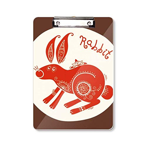 Year of Rabbits Animal China Zodiac Red Clipboard Folder Writing Pad Backing Plate A4