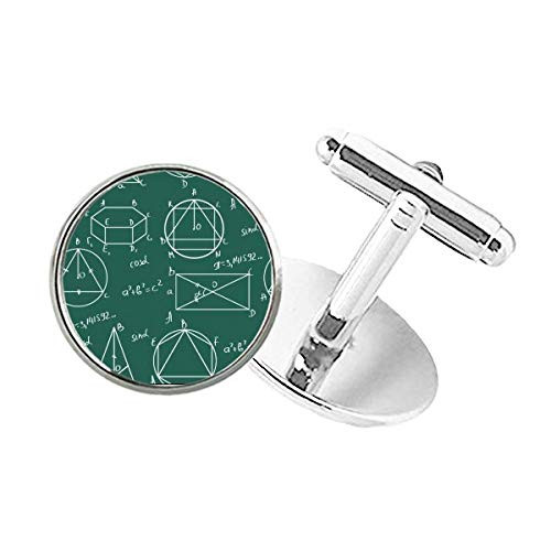 DIYthinker Geometric Mathematical Formula Calculus Round Button Cuff Clip Stud Cufflinks
