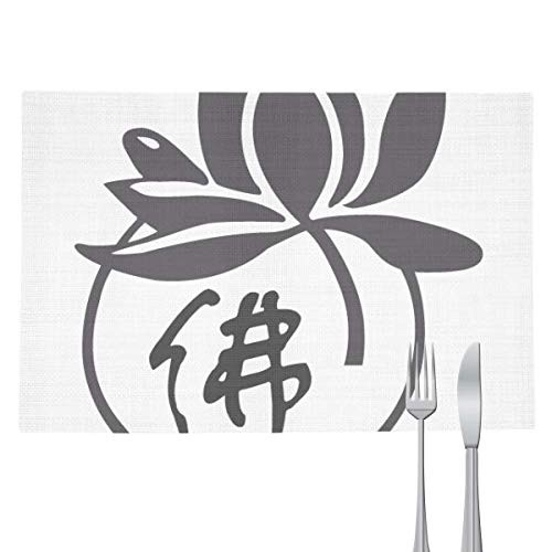 DIYthinker Buddhism Religion Lotus Character Figure Placemat Pad Kitchen Woven Heat Resistant Cushion Rectangle