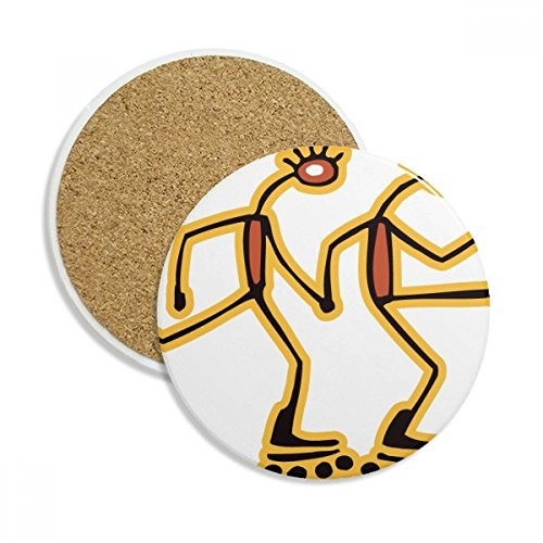 Egypt Figure Roller Skating Pattern Coaster Cup Mug Tabletop Protection Absorbent Stone