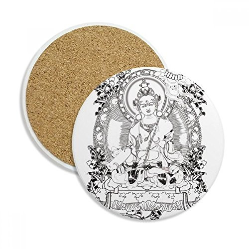Culture Guanyin Chinese Character Figure Coaster Cup Mug Tabletop Protection Absorbent Stone