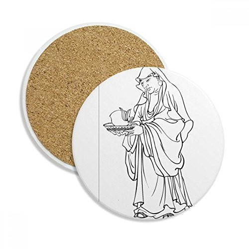 China Chinese Culture Character Figure Coaster Cup Mug Tabletop Protection Absorbent Stone