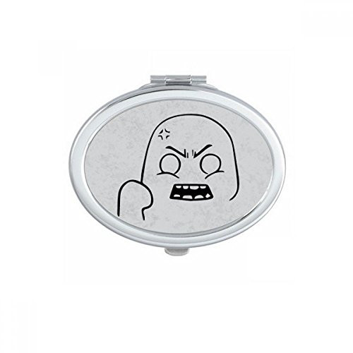 Angry Black Cute Chat Happy Pattern Oval Mirror Portable Fold Hand Makeup Double Side Glasses