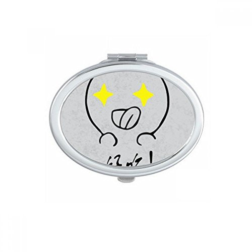 Delicious Black Cute Chat Happy Pattern Oval Mirror Portable Fold Hand Makeup Double Side Glasses
