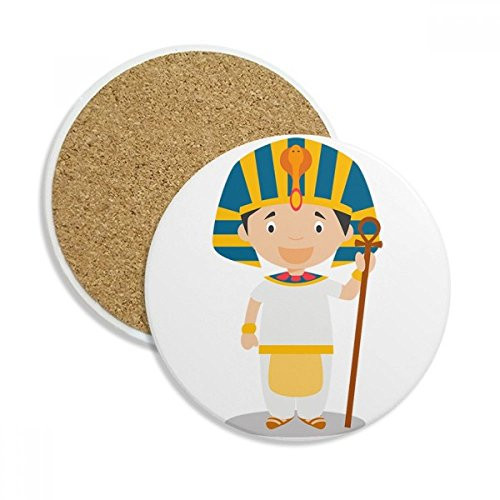 Yellow Hat Egypt Cartoon Coaster Cup Mug Tabletop Protection Absorbent Stone