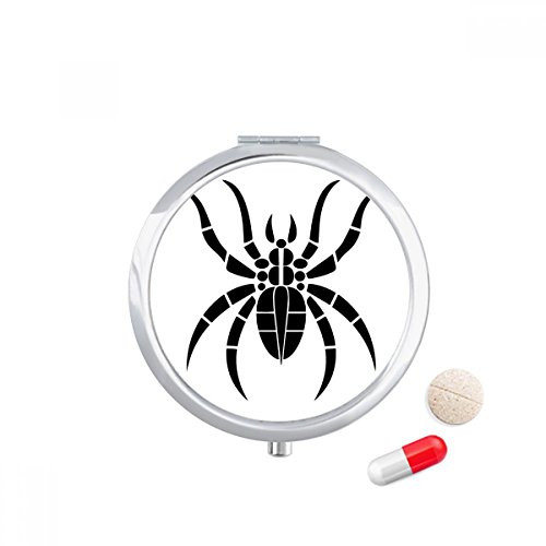 Spider Pattern Insect Black Illustration Pill Case Pocket Medicine Storage Box Container Dispenser