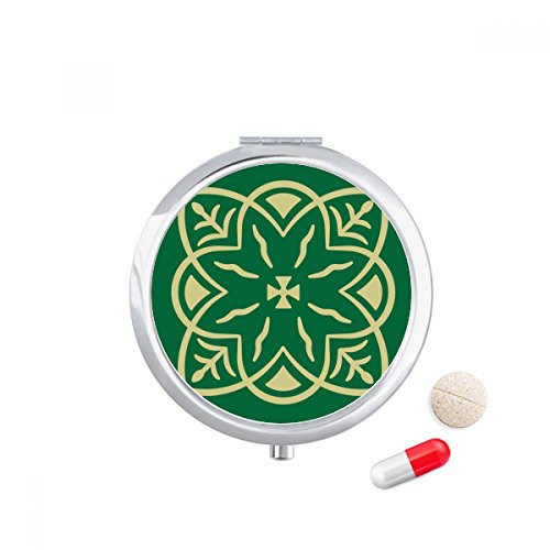 Green Talavera Style Decorative Pattern Pill Case Pocket Medicine Storage Box Container Dispenser